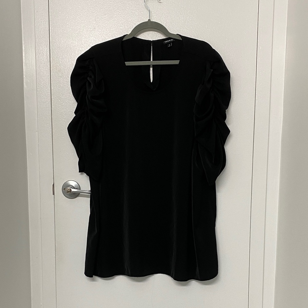 Torrid Black Ruffle Sleeve Blouse